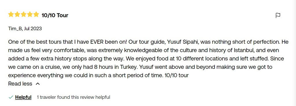 Comments for food tours in Istanbul