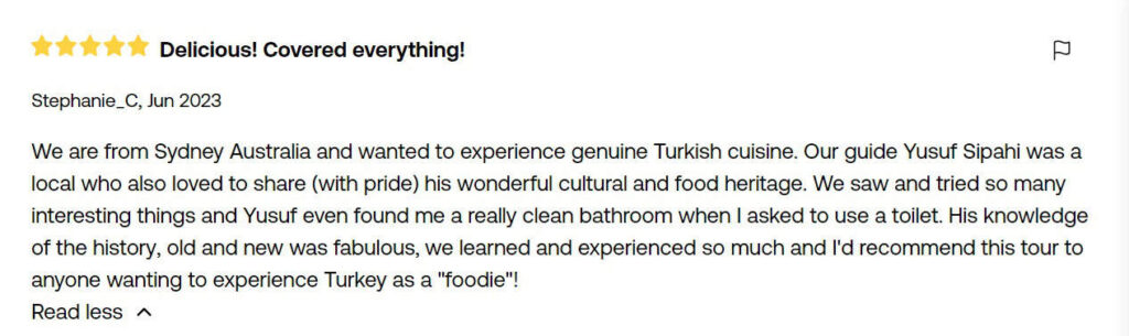 Best reviews for food tours and city tour in Istanbul