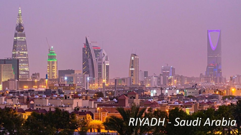 Riyadh city lights and high rise buildings panorama from down town; the central point of tours departure to discover the city with an authorized tour guide.