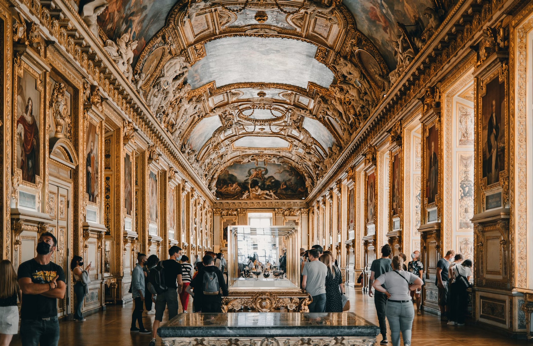 Rococo exhibition hall in Louvre Museum in Paris.