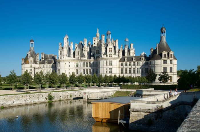The Renaissance roofline of the Château de Chambord in the Loire Valley