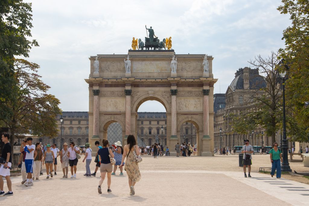 The Arc de Triomphe at the top of the Champs-Élysées, a stop on a private tour of Paris