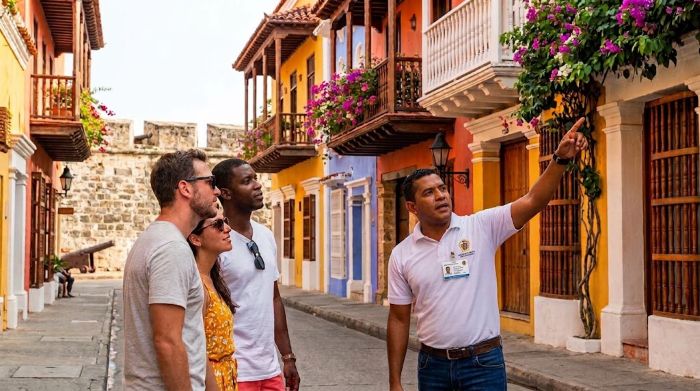Private walking tour with a licensed guide in the Walled City of Cartagena de Indias (ai illustrated)