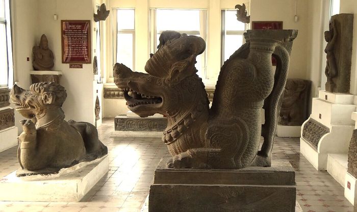 Museum of Cham Sculpture in Da Nang, sandstone altars in the My Son gallery on a private walking tour