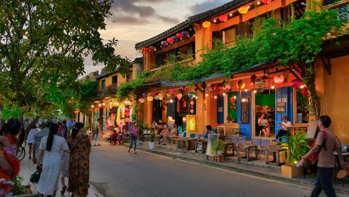 Hoi An Ancient Town lantern street on a private tour from Da Nang