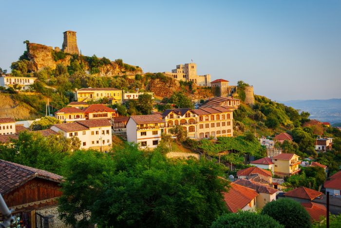 Krujë Castle and Old Bazaar below the walls, a day trip from Shkodër